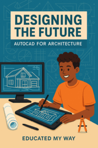 Cover image of the Designing the Future: AutoCAD for Architecture curriculum for high school students, created by Educated My Way