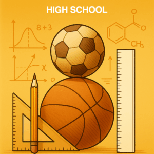 Cover image of the Math and Science of Sports curriculum for high school students, created by Educated My Way