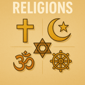 Cover image of the World Religions Curriculum full bundle for K–12 students, created by Educated My Way